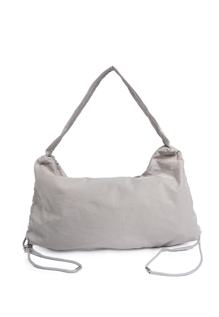 Grey Drawsting Shoulder Bag