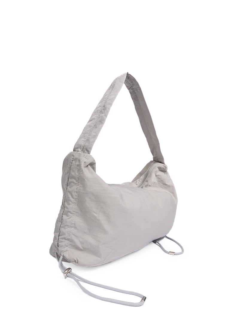Grey Drawsting Shoulder Bag