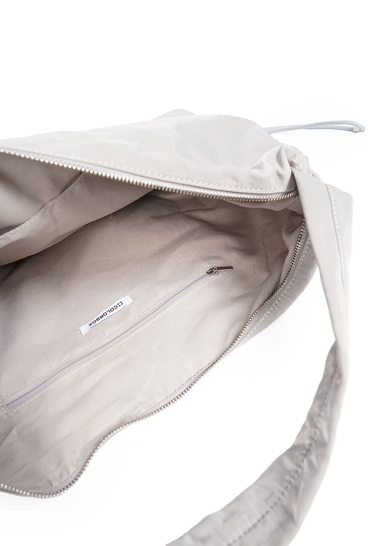 Grey Drawsting Shoulder Bag