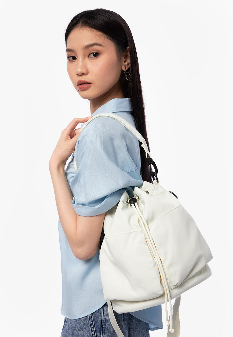 Drawstring Shoulder Bag Ivory