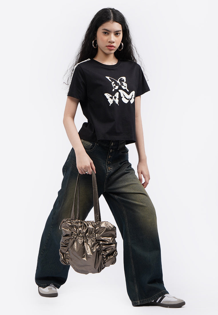 Popcorn Shoulder Bag Dark Silver