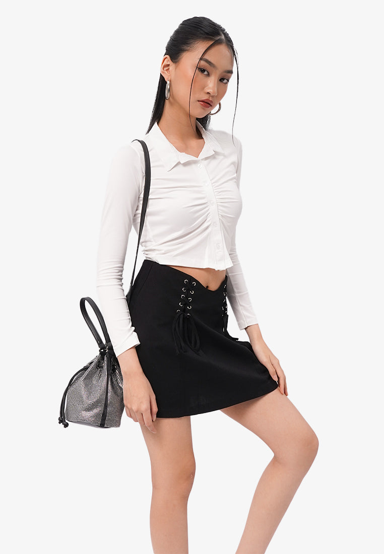 Black Rhinestone Bucket Bag