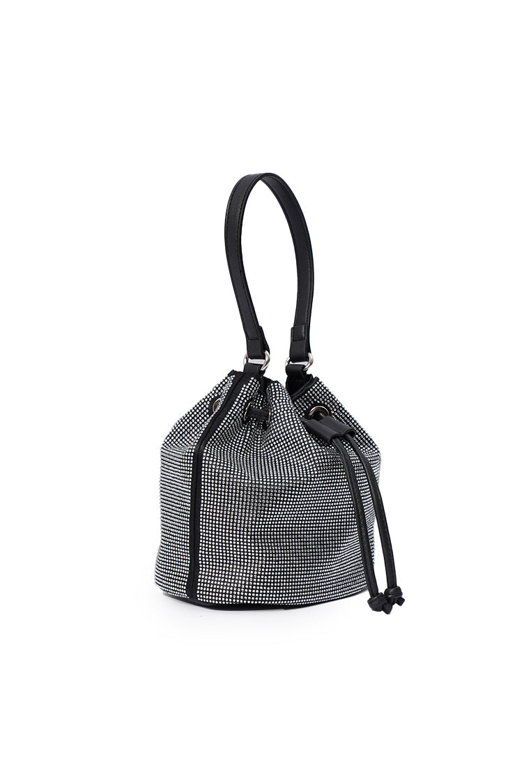 Black Rhinestone Bucket Bag