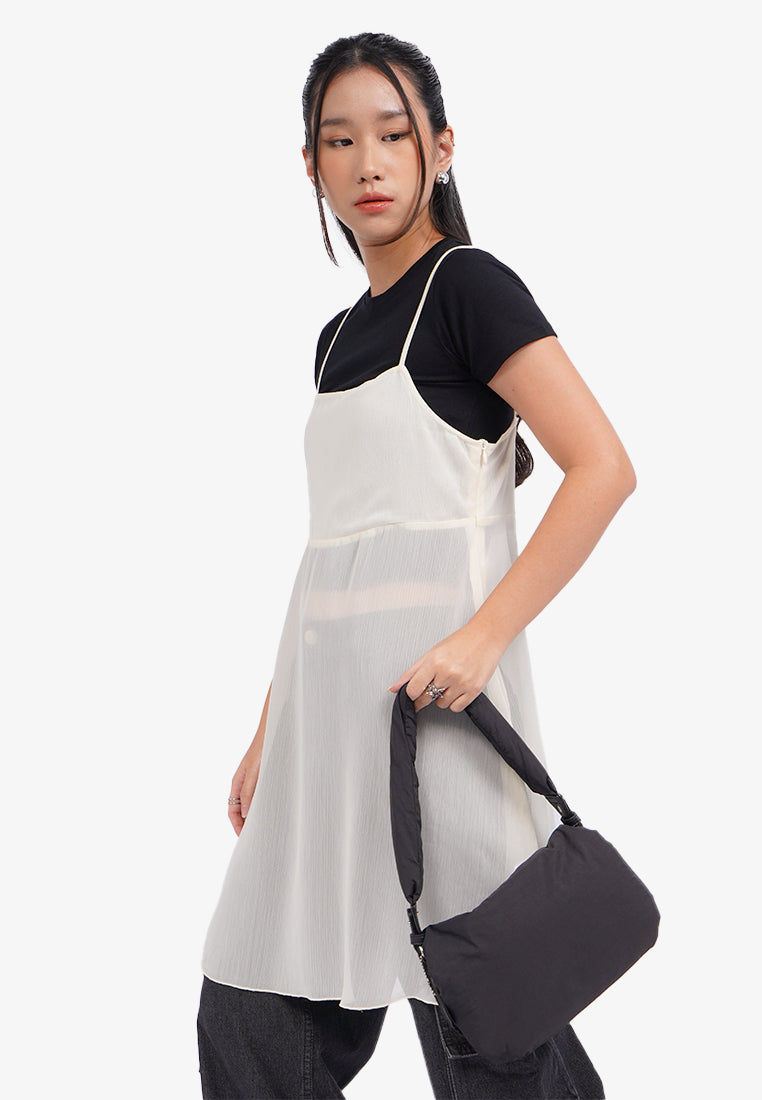 Black Sling Bag with Metal Zipper