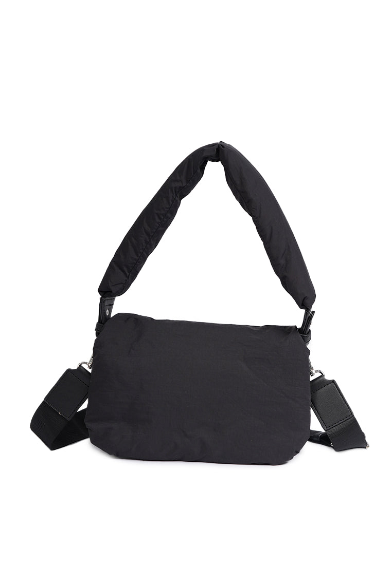 Black Sling Bag with Metal Zipper