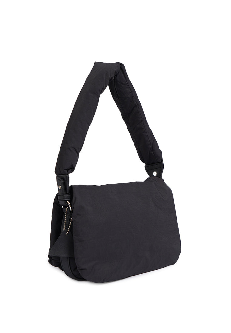 Black Sling Bag with Metal Zipper