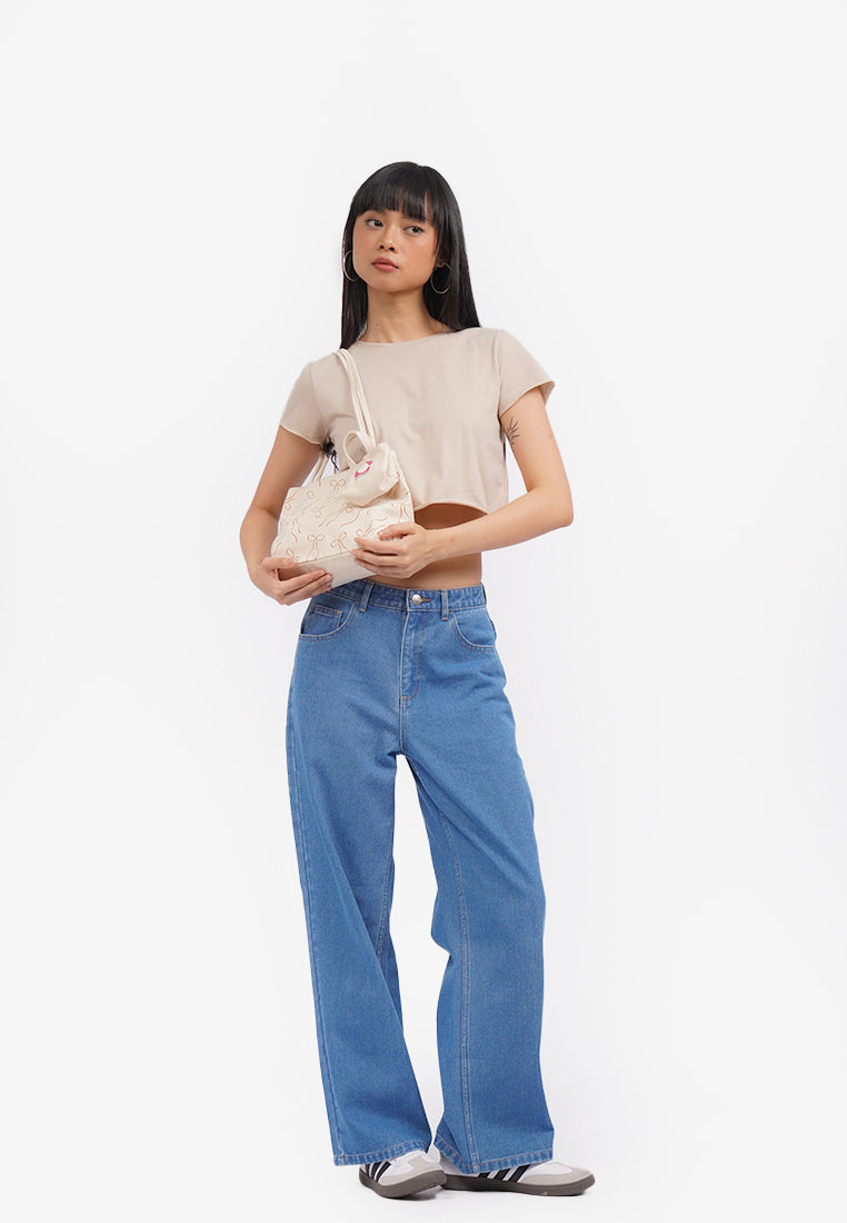 Printed Ecru Shoulder Bag