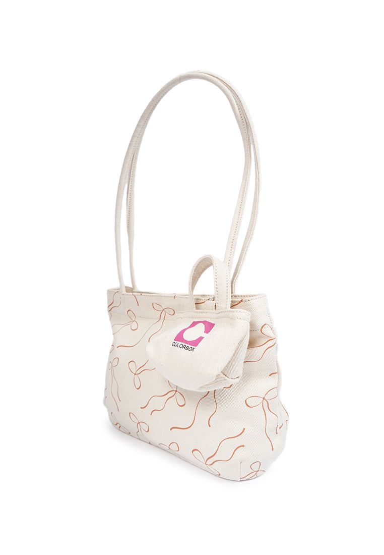 Printed Ecru Shoulder Bag