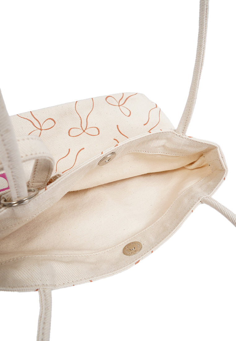 Printed Ecru Shoulder Bag