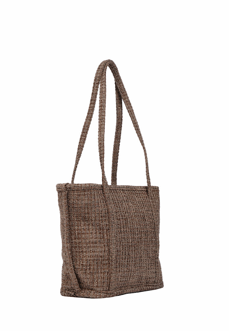 Brown Woven Shoulder Bag