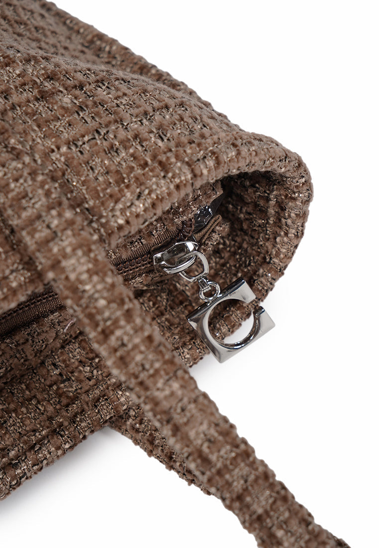 Brown Woven Shoulder Bag
