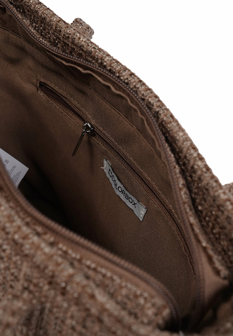 Brown Woven Shoulder Bag