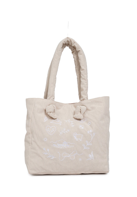 Padded Cream Tote Bag