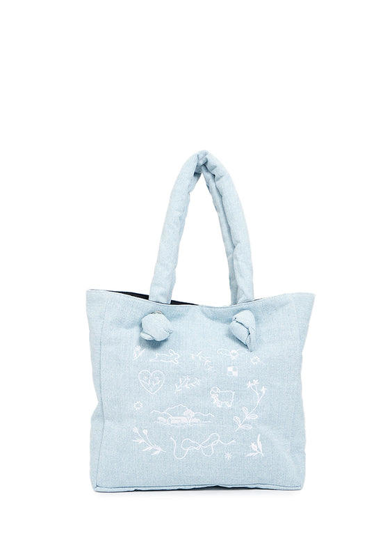Padded Light Blue Tote Bag