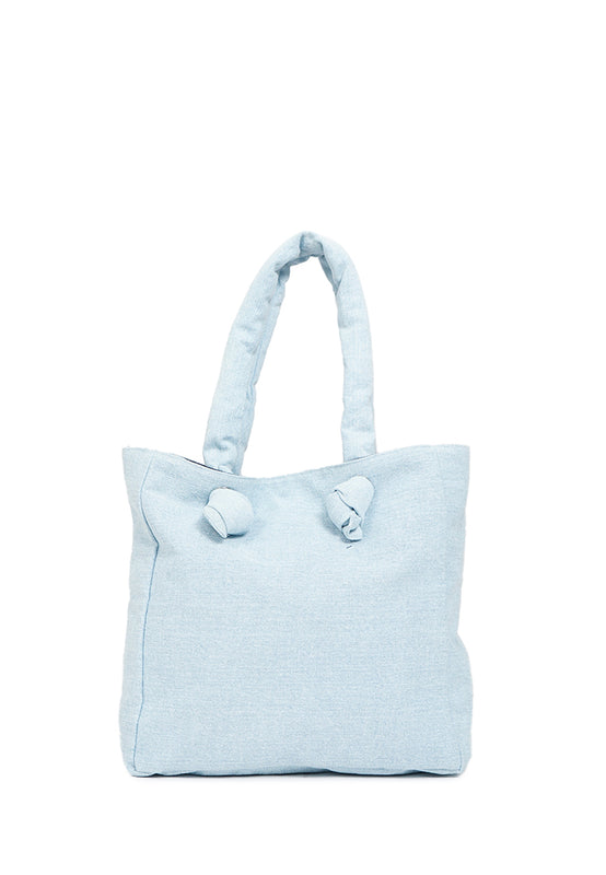 Padded Light Blue Tote Bag