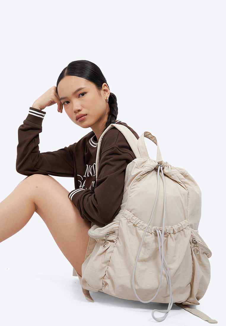 Drawstring Backpack Lt. Beige