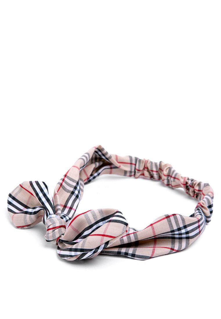 Ribbon Tartan Headband - Cream