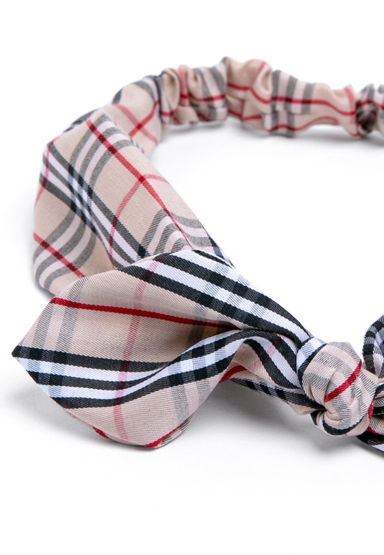 Ribbon Tartan Headband - Cream
