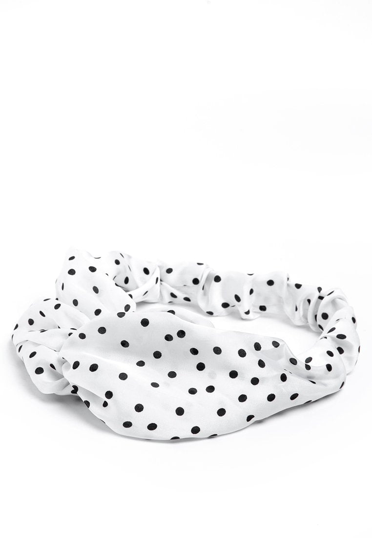 Polkadot Satin Headband - White