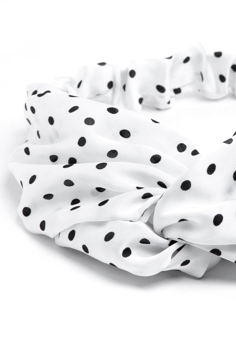 Polkadot Satin Headband - White