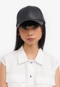 Faux Leather Black Cap