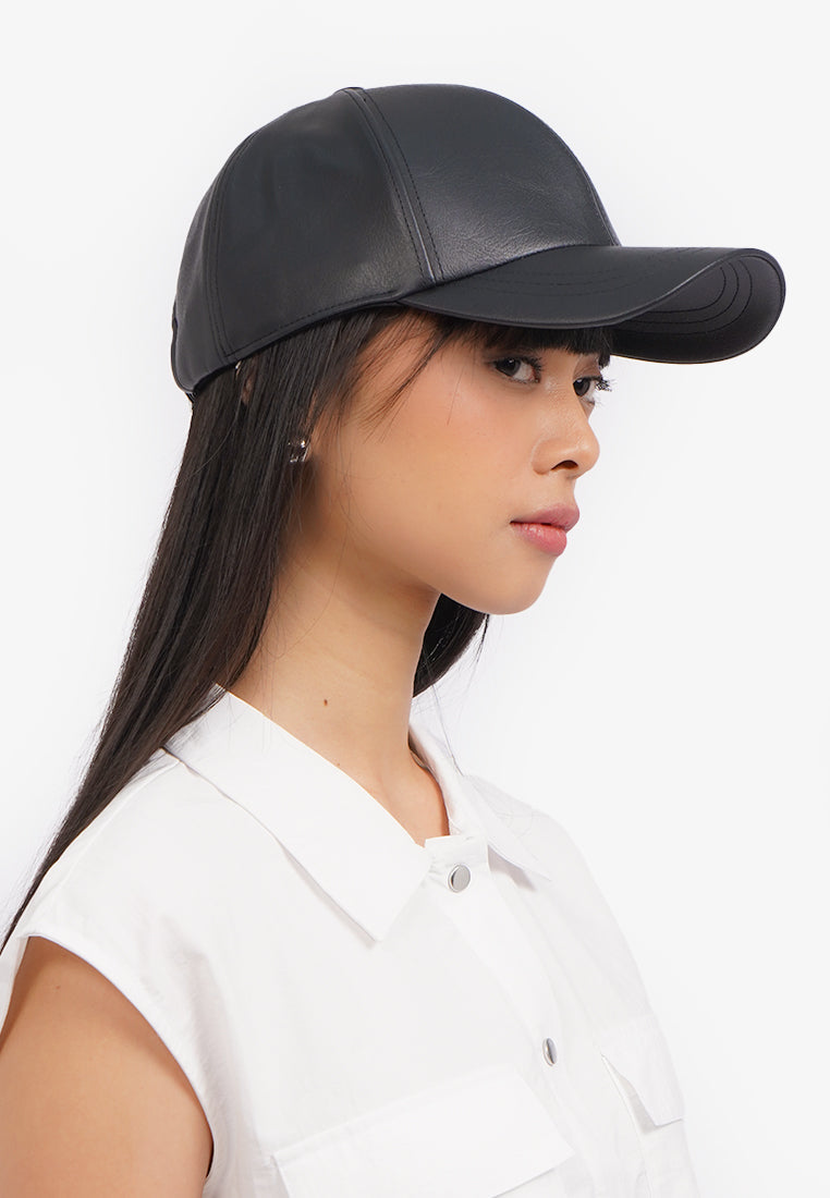 Faux Leather Black Cap