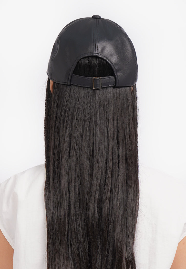 Faux Leather Black Cap