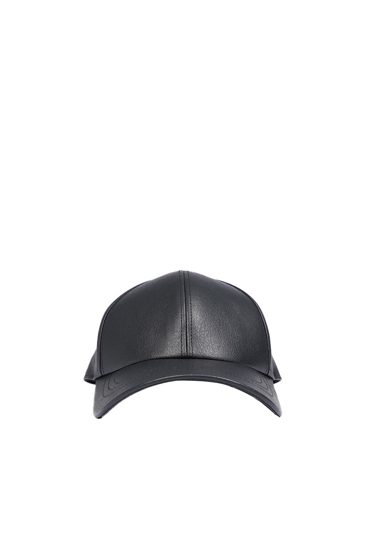 Faux Leather Black Cap
