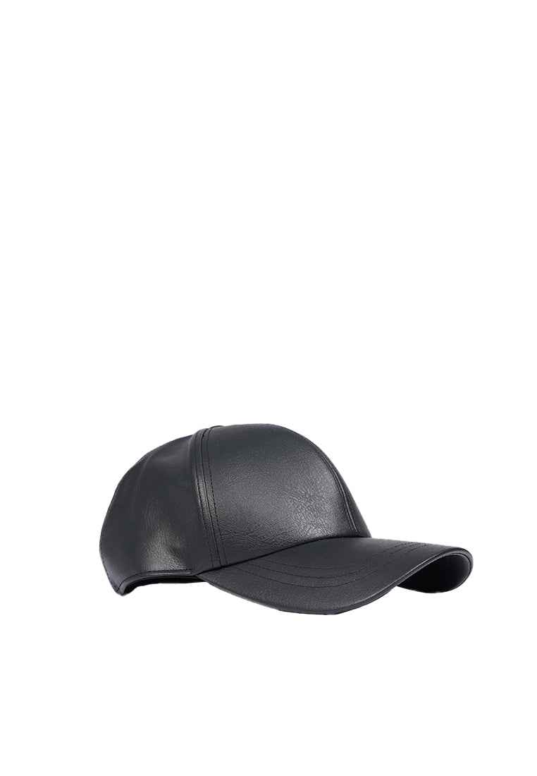 Faux Leather Black Cap