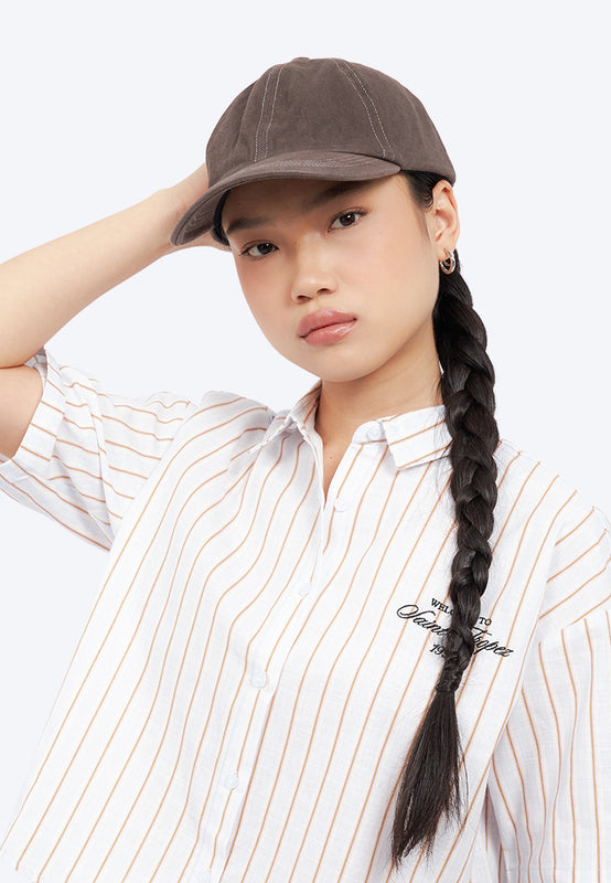 Low Profile Woven Cap Dark Brown
