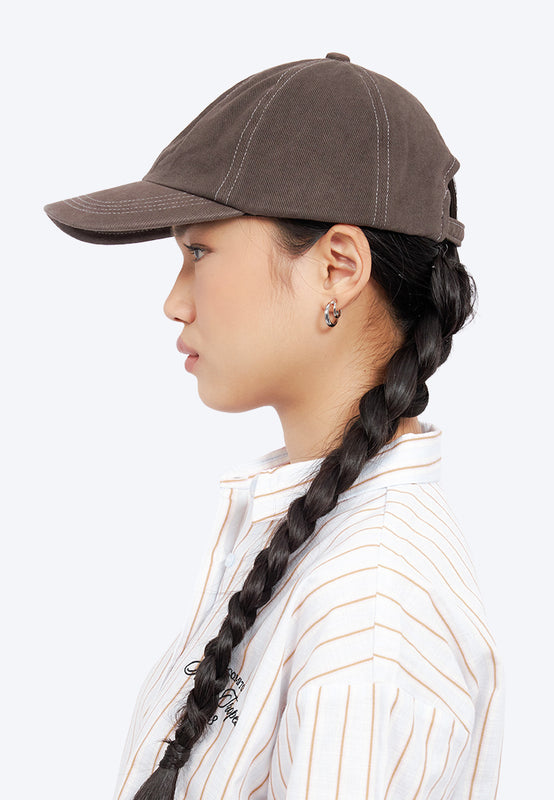 Low Profile Woven Cap Dark Brown