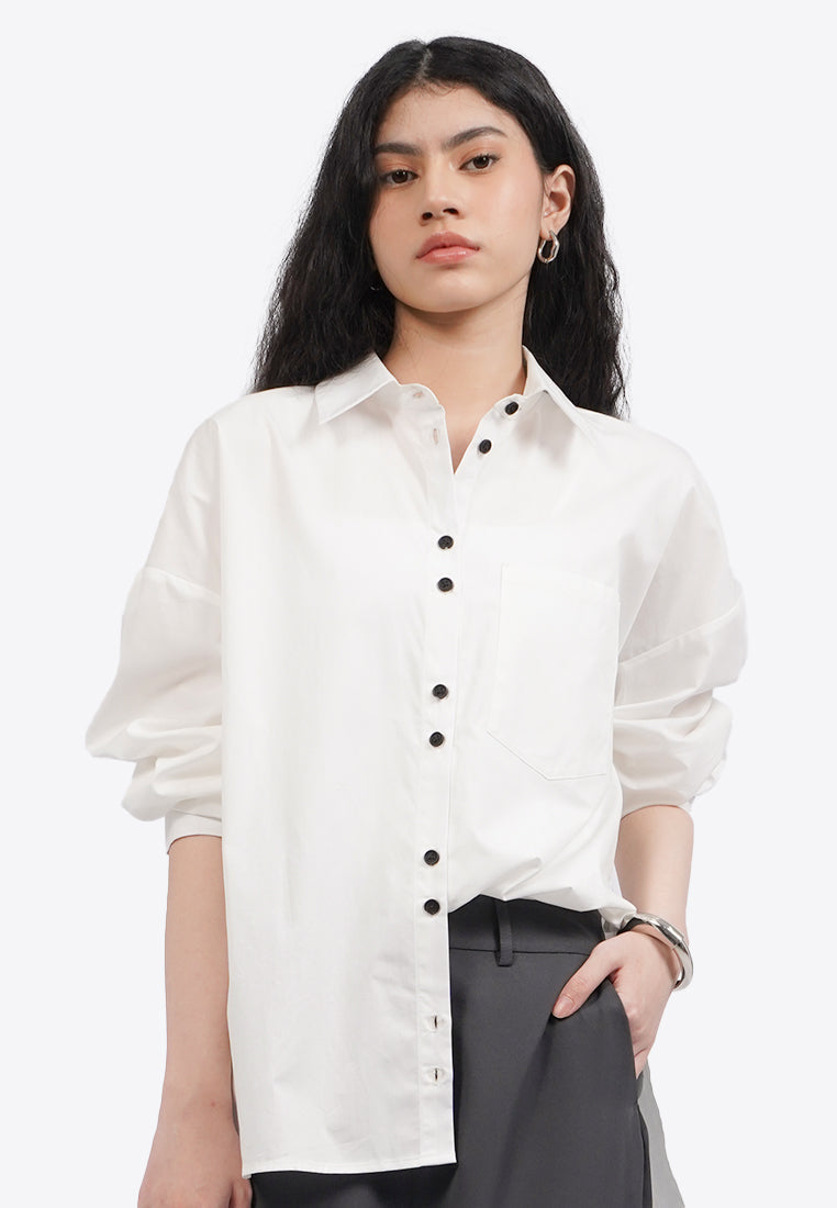 Contrast Button Oversized Shirt