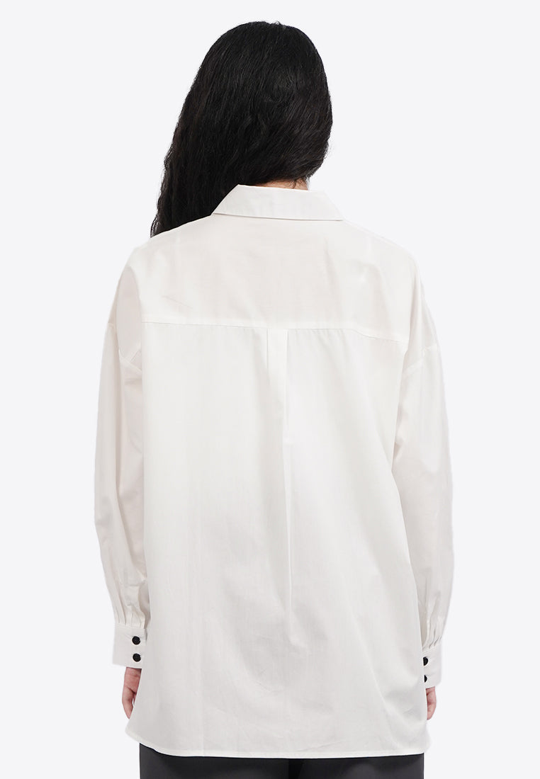 Contrast Button Oversized Shirt