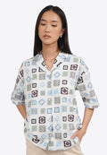 Printed Short Sleeve Notch Collar Shirt