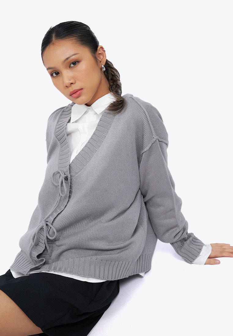 Oversized Front Tie Cardigan