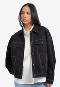 Contrast Stitch Oversized Denim Jacket