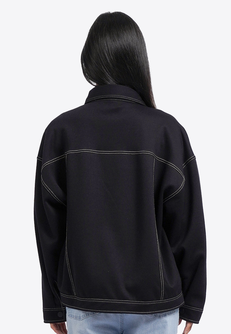 Contrast Stitch Oversized Denim Jacket