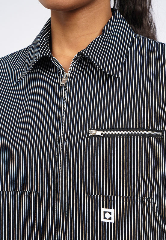 Oversized Pinstripes Collared Jacket