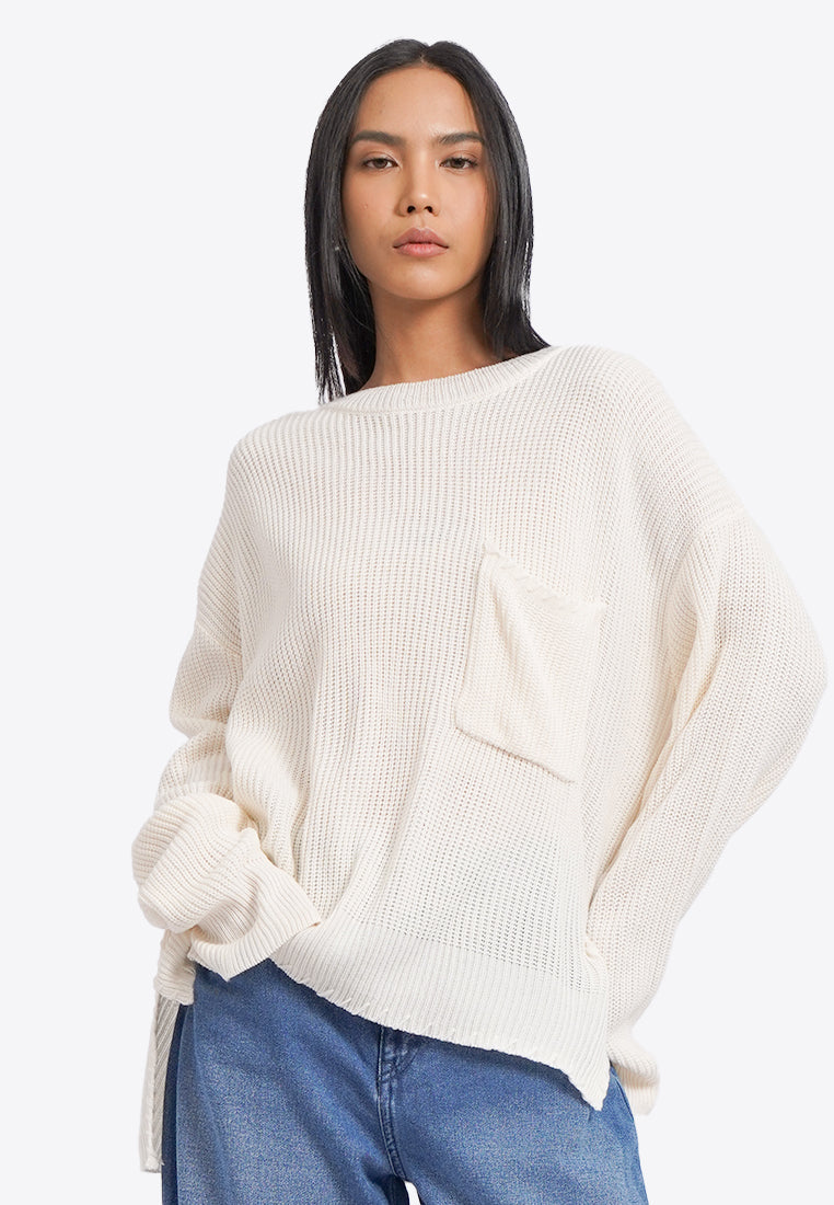 Oversized Sweater with Pocket Details