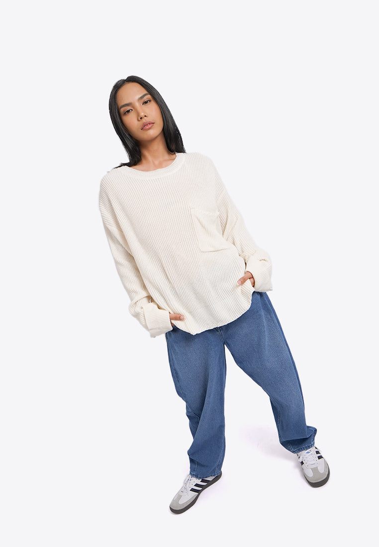 Oversized Sweater with Pocket Details