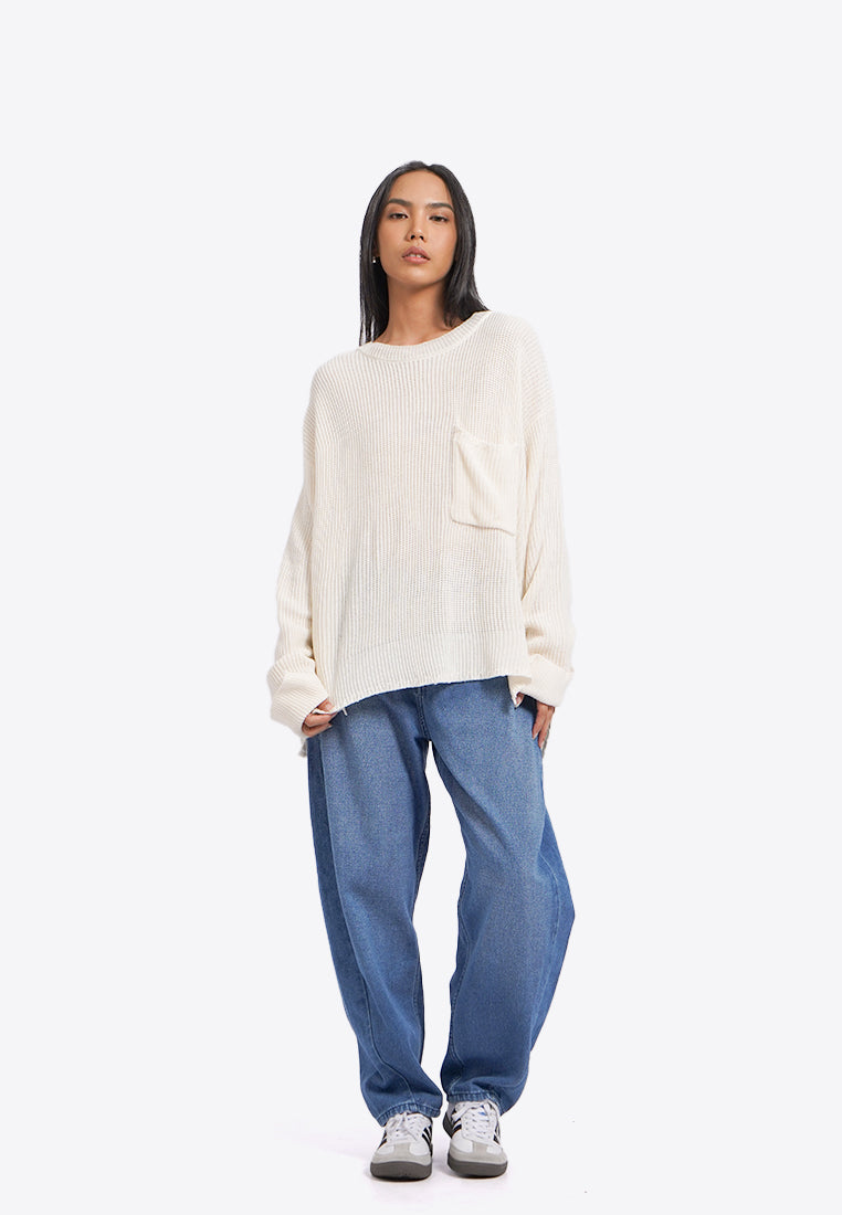 Oversized Sweater with Pocket Details
