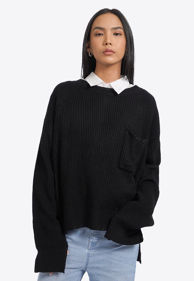 Oversized Sweater with Pocket Details