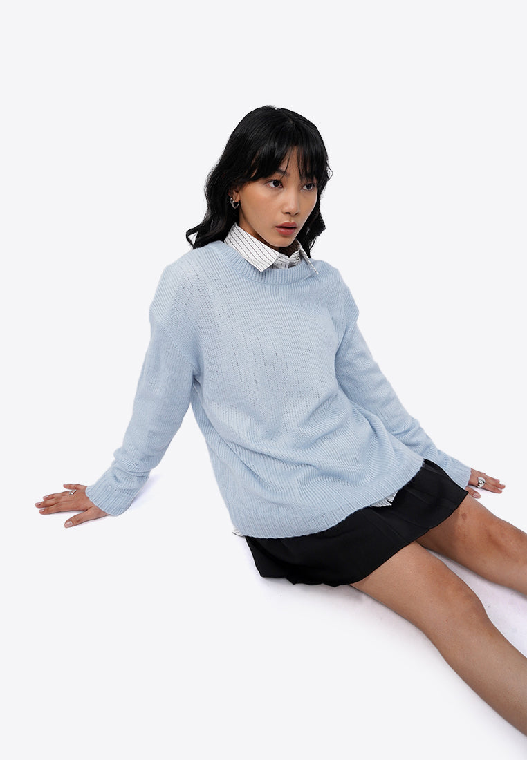 Oversized Long Sleeve Sheer Sweater