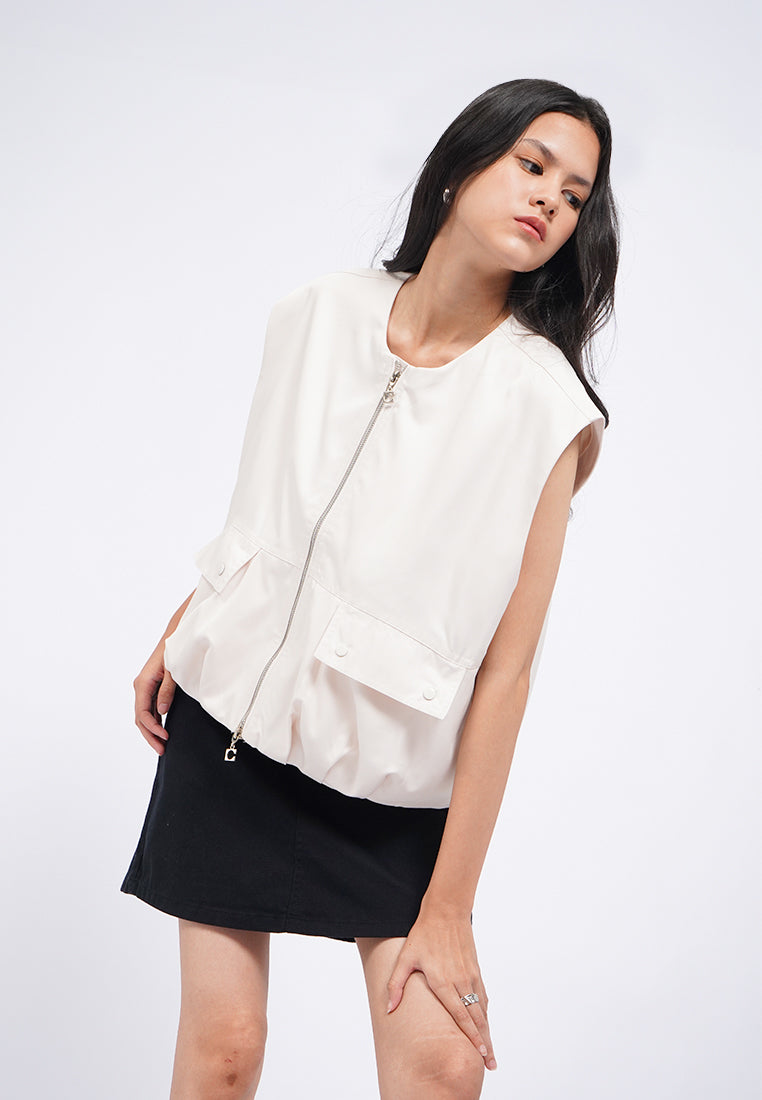 Oversized Vest with Front Zipper