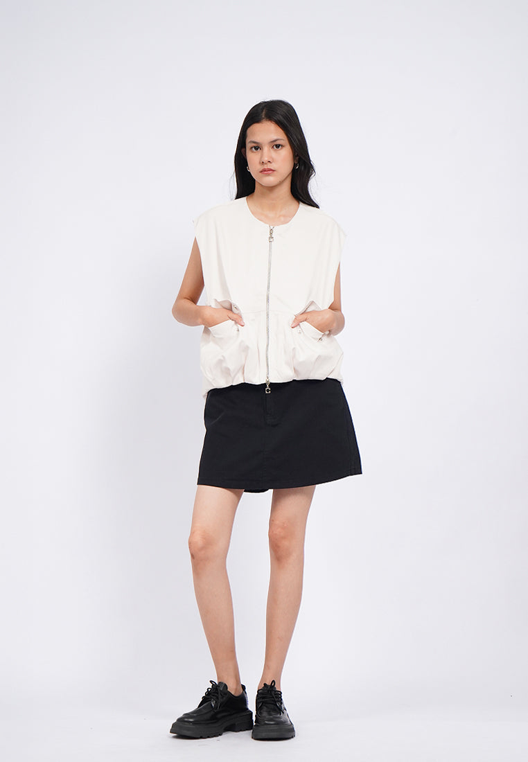 Oversized Vest with Front Zipper