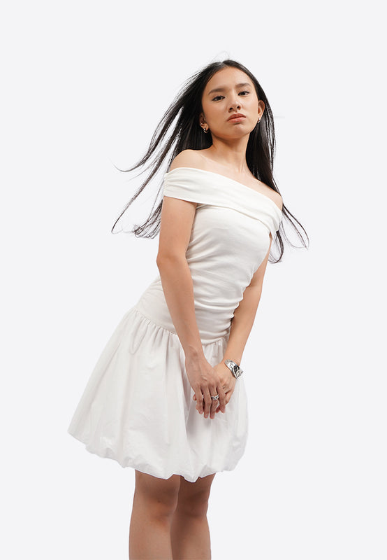 Off Shoulder Mini Balloon Dress