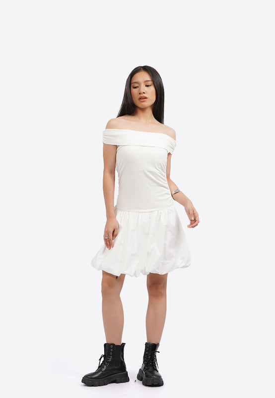 Off Shoulder Mini Balloon Dress