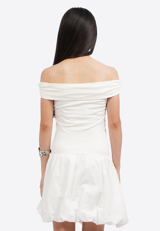 Off Shoulder Mini Balloon Dress