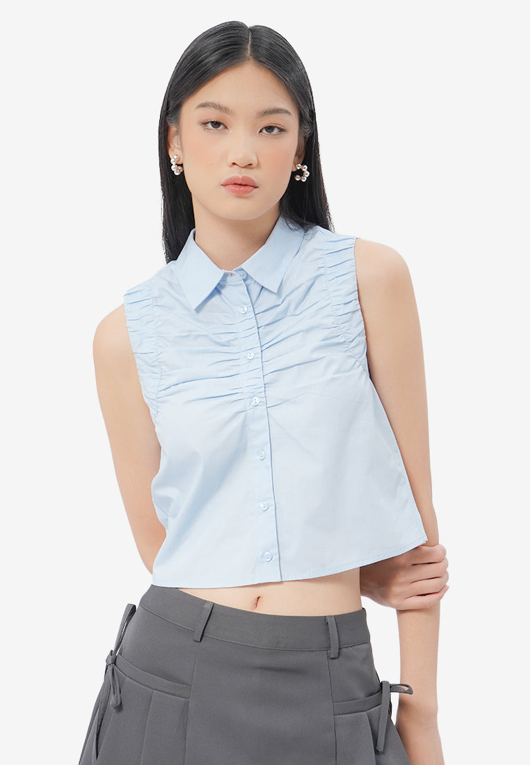 Ruched Sleeveless Blouse