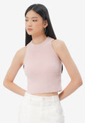 Fur Cropped Halter Neck L.Pink
